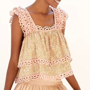 Anthropologie Let Me Be Eyelet Swing Top